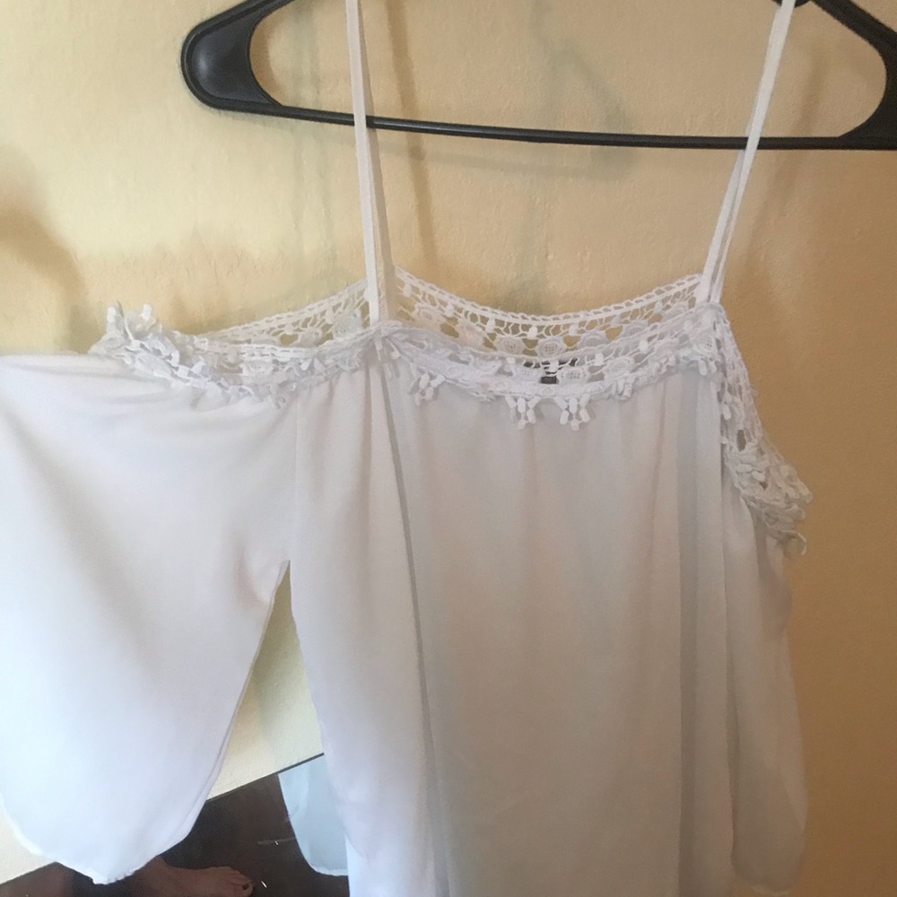 Off the shoulder white top